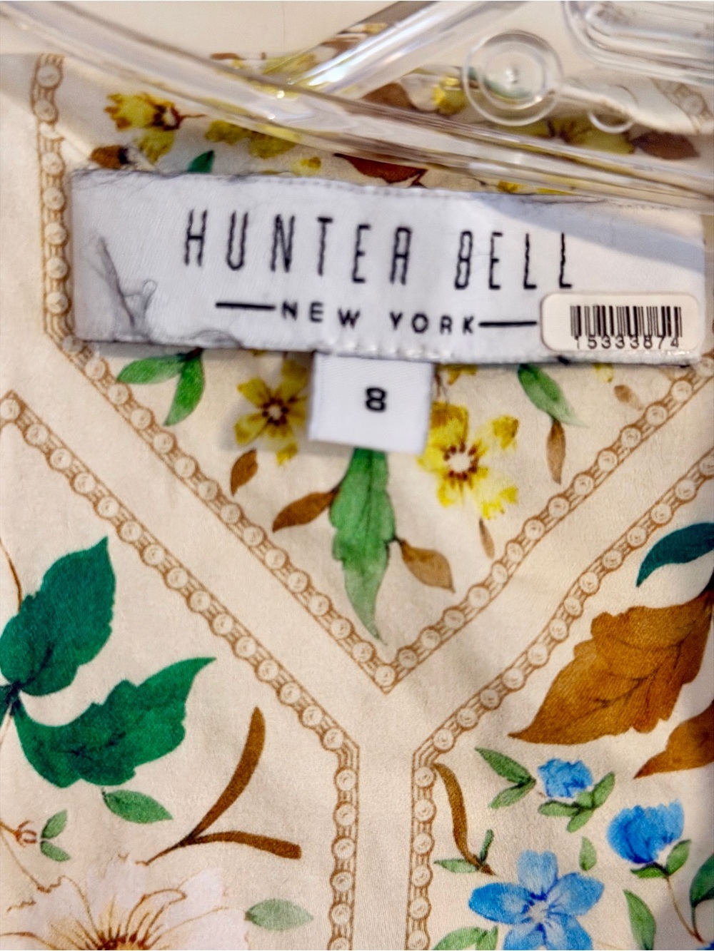 Hunter Bell Porter Dress Tiered Puff-Sleeve Dress in Floral Tile | Size 8 - Picture 8 of 9